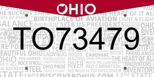 TO73479 Ohio License Plate