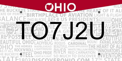 TO7J2U Ohio License Plate