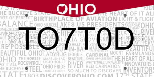 TO7T0D Ohio License Plate