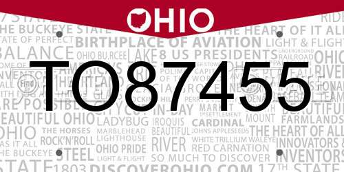 TO87455 Ohio License Plate