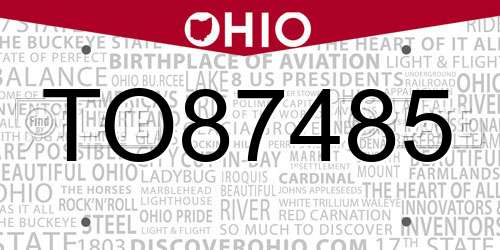 TO87485 Ohio License Plate
