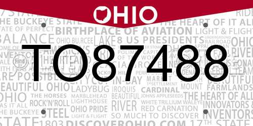 TO87488 Ohio License Plate