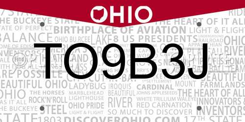 TO9B3J Ohio License Plate