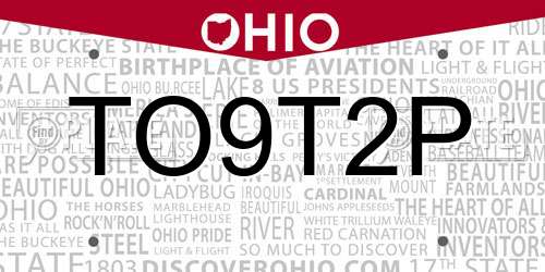 TO9T2P Ohio License Plate