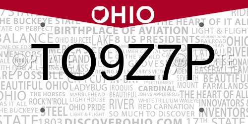 TO9Z7P Ohio License Plate
