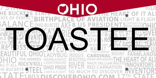 TOASTEE Ohio License Plate
