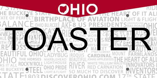TOASTER Ohio License Plate