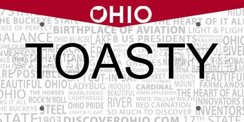 TOASTY Ohio License Plate