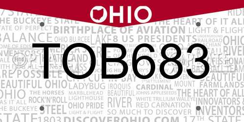 TOB683 Ohio License Plate