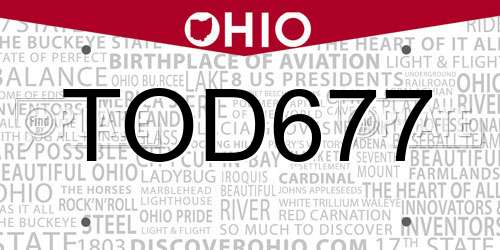 TOD677 Ohio License Plate