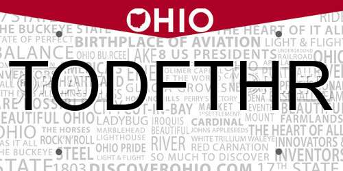 TODFTHR Ohio License Plate