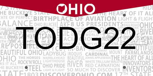 TODG22 Ohio License Plate