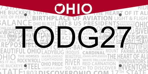 TODG27 Ohio License Plate