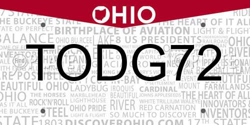 TODG72 Ohio License Plate