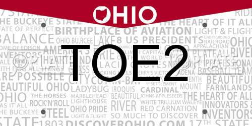 TOE2 Ohio License Plate