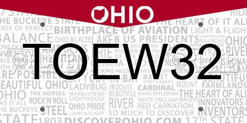 TOEW32 Ohio License Plate