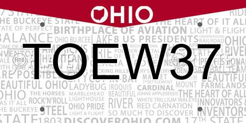TOEW37 Ohio License Plate