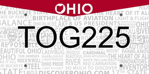 TOG225 Ohio License Plate