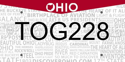 TOG228 Ohio License Plate
