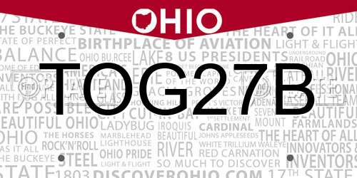 TOG27B Ohio License Plate
