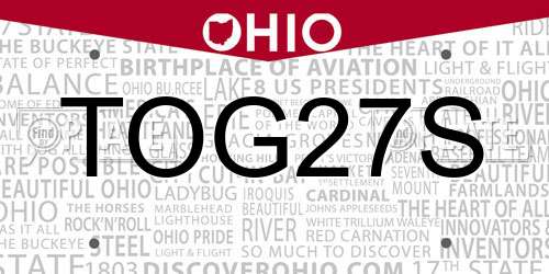 TOG27S Ohio License Plate