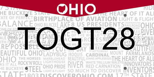 TOGT28 Ohio License Plate