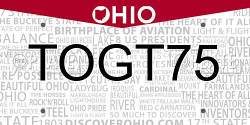 TOGT75 Ohio License Plate