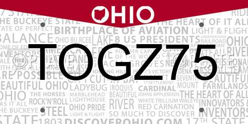 TOGZ75 Ohio License Plate