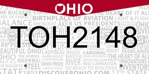 TOH2148 Ohio License Plate
