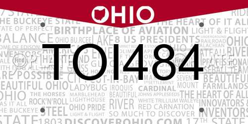 TOI484 Ohio License Plate