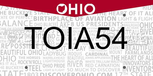 TOIA54 Ohio License Plate