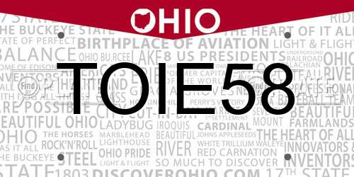 TOIE58 Ohio License Plate