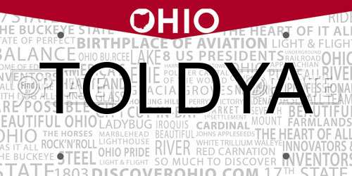 TOLDYA Ohio License Plate
