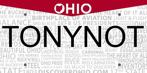 TONYNOT Ohio License Plate