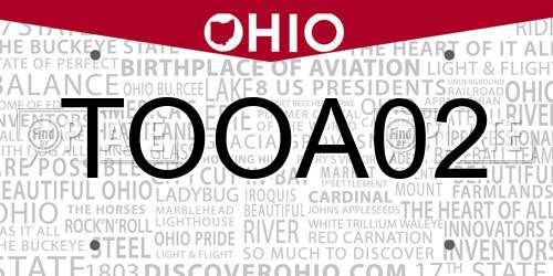 TOOA02 Ohio License Plate