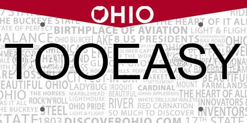 TOOEASY Ohio License Plate