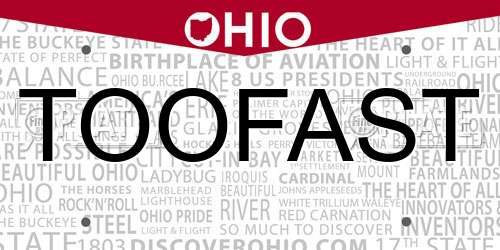 TOOFAST Ohio License Plate