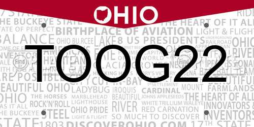 TOOG22 Ohio License Plate