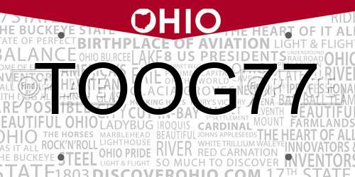 TOOG77 Ohio License Plate