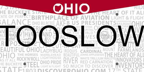 TOOSLOW Ohio License Plate