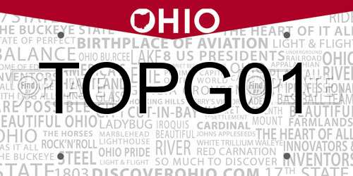 TOPG01 Ohio License Plate