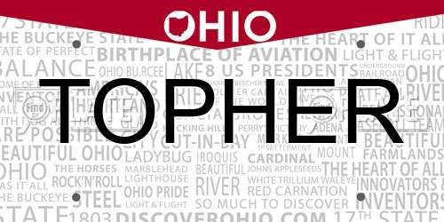 TOPHER Ohio License Plate