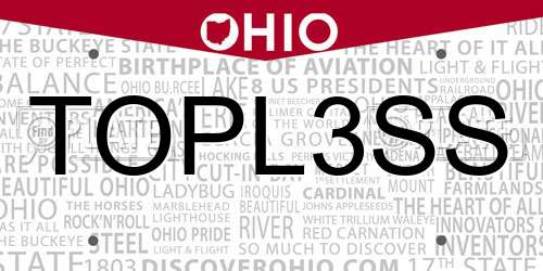TOPL3SS Ohio License Plate