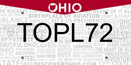 TOPL72 Ohio License Plate