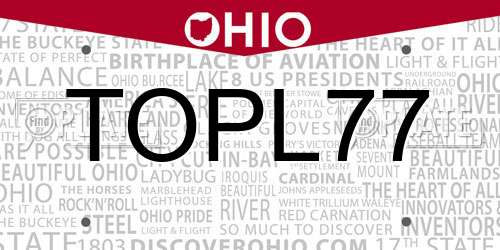 TOPL77 Ohio License Plate