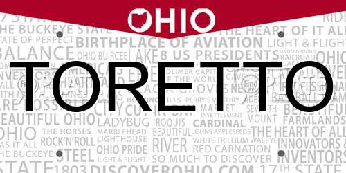 TORETTO Ohio License Plate