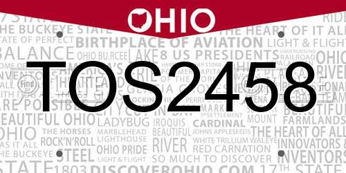 TOS2458 Ohio License Plate