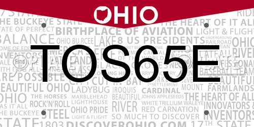 TOS65E Ohio License Plate