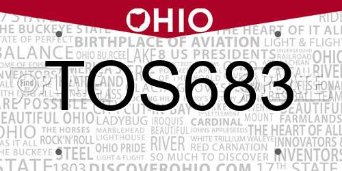 TOS683 Ohio License Plate
