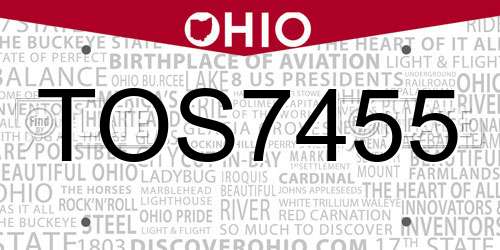 TOS7455 Ohio License Plate